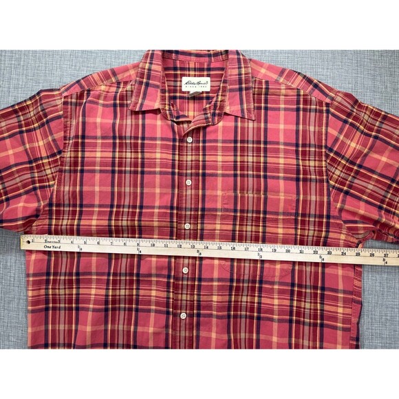 Vintage Eddie Bauer Button Down Men's Large Plaid Pocket 100% Cotton - Picture 3 of 16